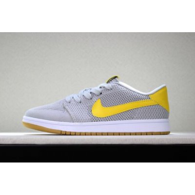 Nike Erkek Air Jordan 1 Low Flyknit Wolf Gri / Sarı Basketbol Ayakkabısı Türkiye - ZABPKB5C